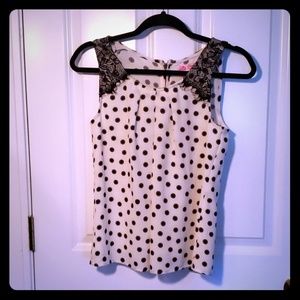 Black and white polka dot blouse